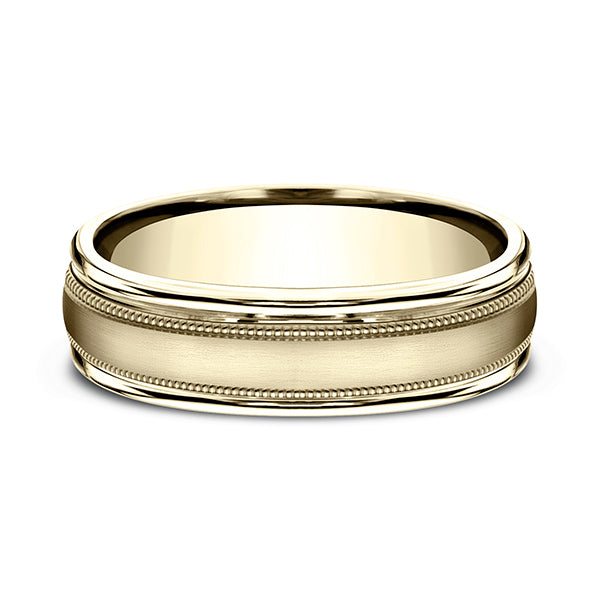 14K Yellow Gold 6mm Comfort-Fit Design Wedding Band