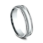 14K White Gold 6mm Comfort-Fit Design Wedding Band