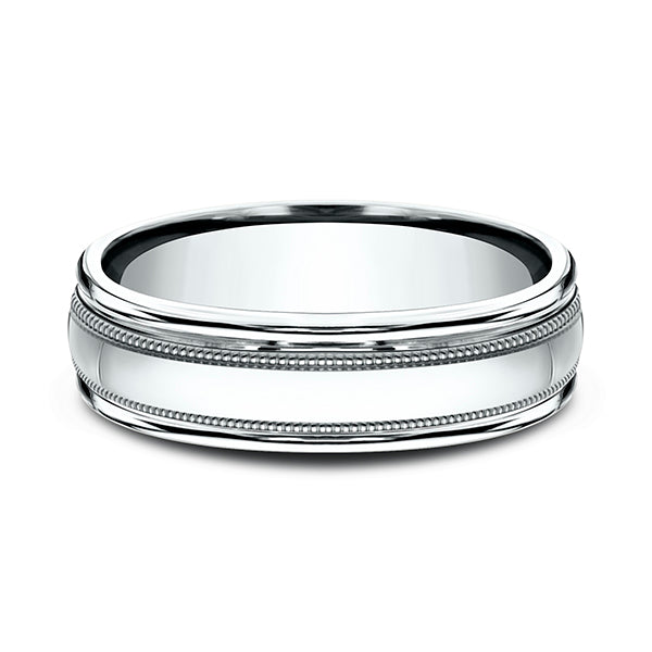 14K White Gold 6mm Comfort-Fit Design Wedding Band
