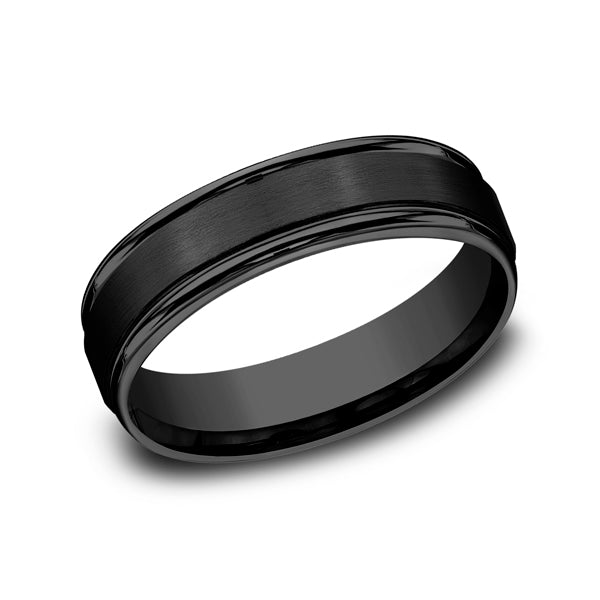 Black Titanium 7mm Comfort-Fit Design Wedding Band