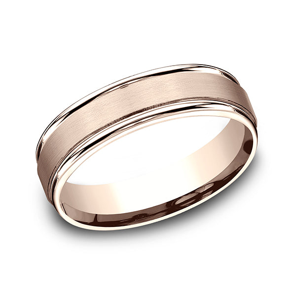 14K White Gold/Yellow Gold/Rose Gold 6mm Comfort-Fit Design Wedding Band