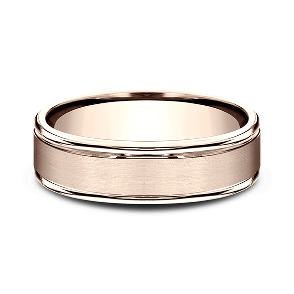 14K White Gold/Yellow Gold/Rose Gold 6mm Comfort-Fit Design Wedding Band