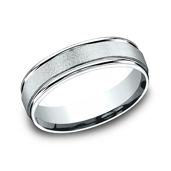 14K White Gold/Yellow Gold 6mm Comfort-Fit Design Wedding Band