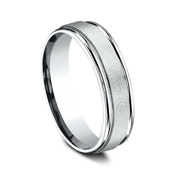 14K White Gold/Yellow Gold 6mm Comfort-Fit Design Wedding Band