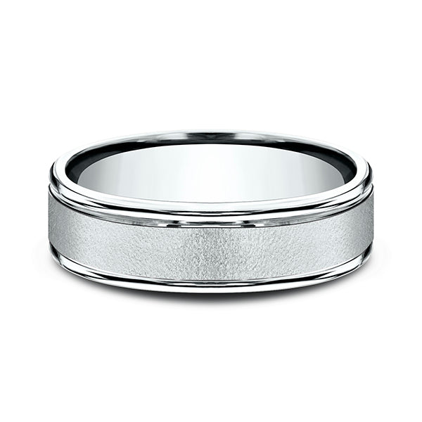 14K White Gold/Yellow Gold 6mm Comfort-Fit Design Wedding Band
