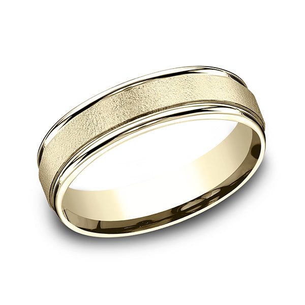 14K White Gold/Yellow Gold 6mm Comfort-Fit Design Wedding Band