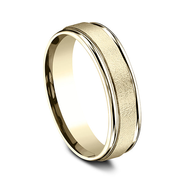 14K White Gold/Yellow Gold 6mm Comfort-Fit Design Wedding Band
