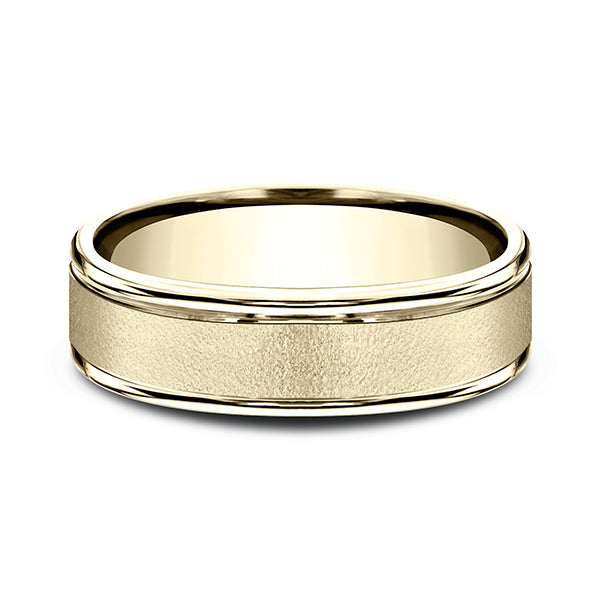 14K White Gold/Yellow Gold 6mm Comfort-Fit Design Wedding Band