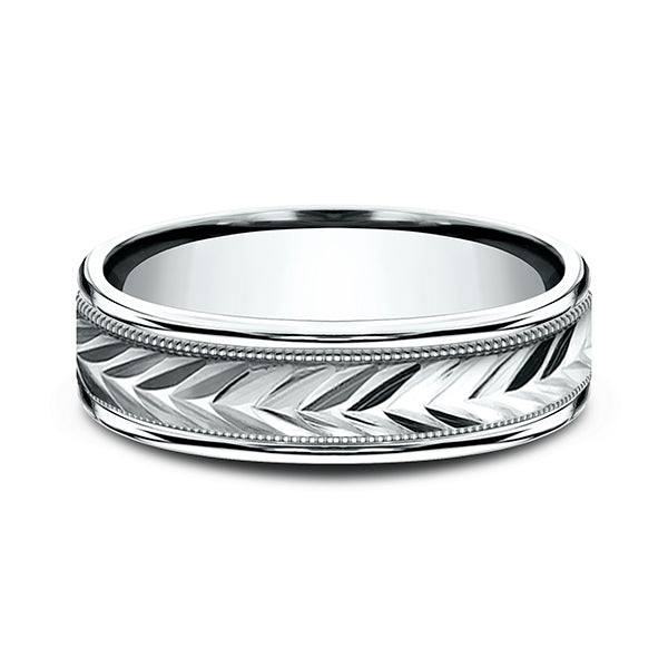 14K White Gold/Yellow Gold 6mm Comfort-Fit Design Wedding Band