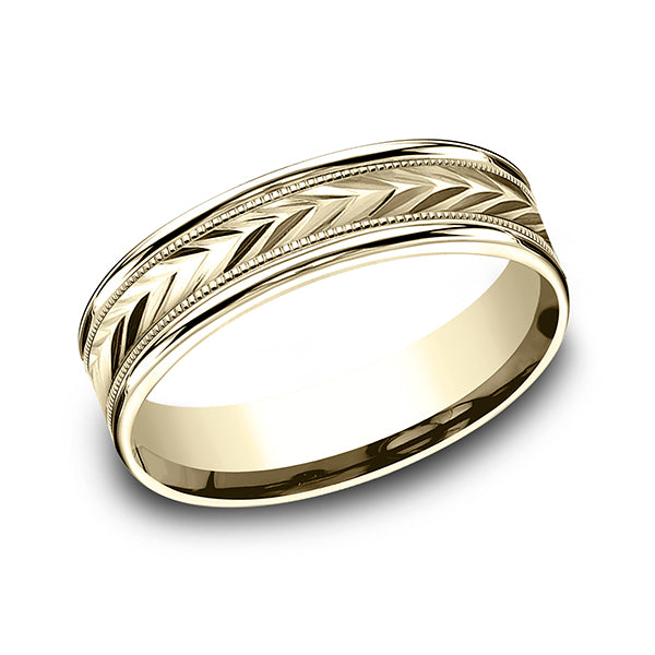 14K White Gold/Yellow Gold 6mm Comfort-Fit Design Wedding Band