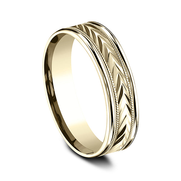 14K White Gold/Yellow Gold 6mm Comfort-Fit Design Wedding Band