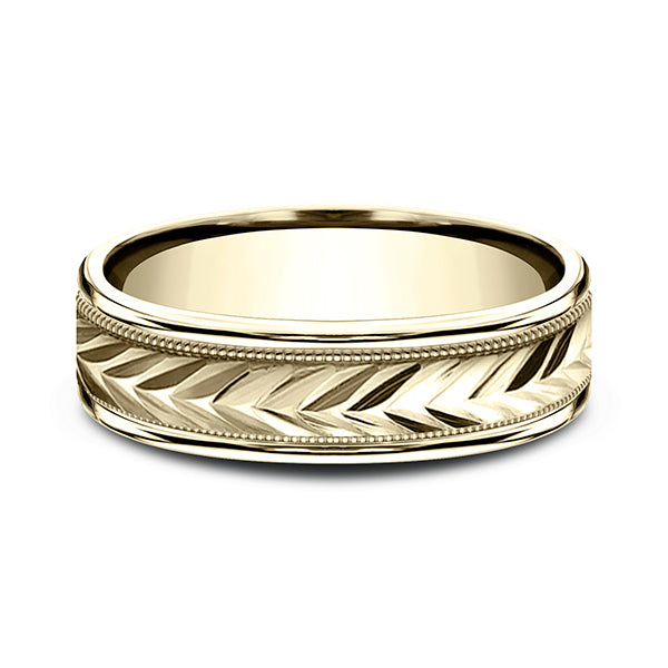 14K White Gold/Yellow Gold 6mm Comfort-Fit Design Wedding Band