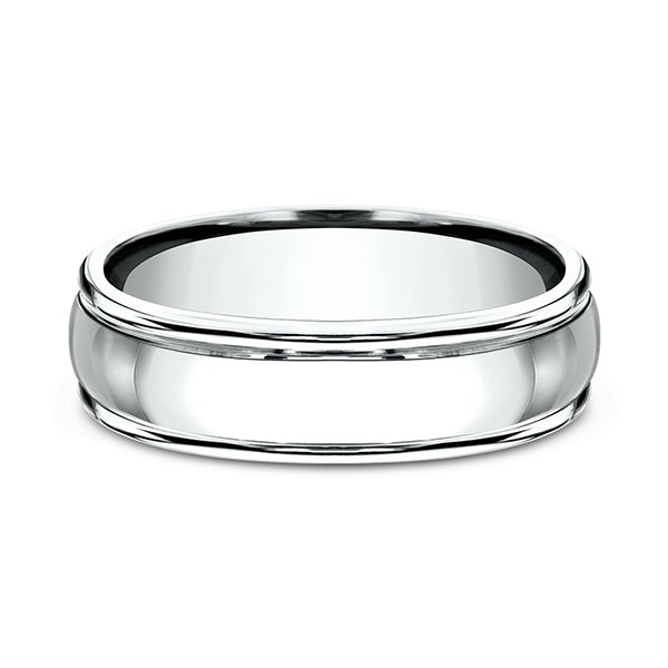 14K White Gold 6mm Comfort-Fit Design Wedding Band