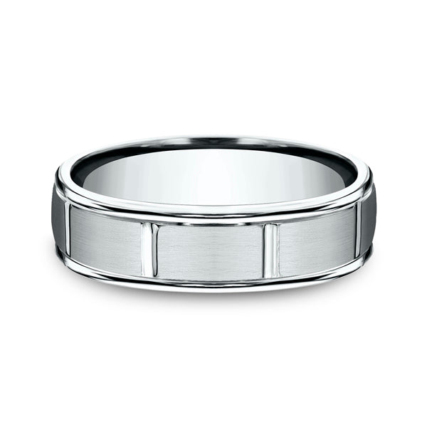 14K White Gold 6mm Comfort-Fit Design Wedding Ring