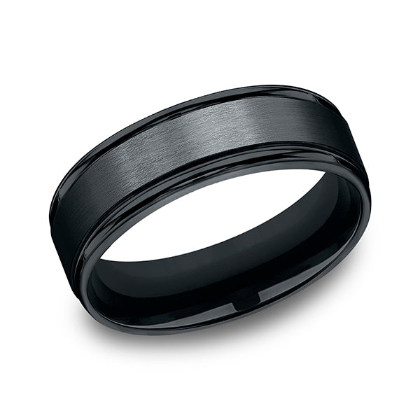 Black Cobalt Chrome 7mm Comfort-Fit Design Wedding Band