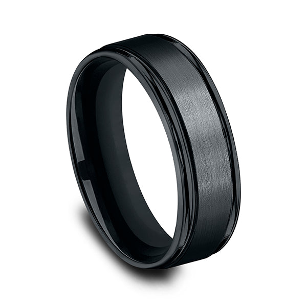 Black Cobalt Chrome 7mm Comfort-Fit Design Wedding Band