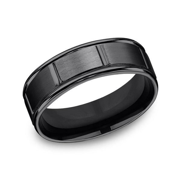 Black Titanium 7mm Comfort-Fit Design Wedding Band