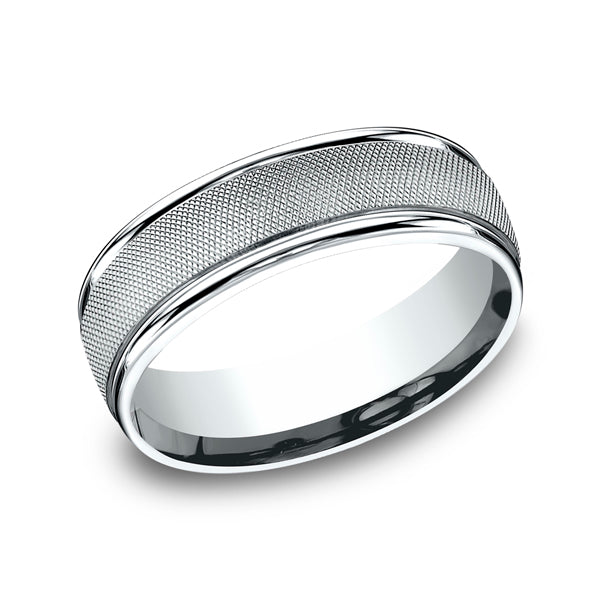 14K White Gold 7mm Comfort-Fit Design Wedding Ring