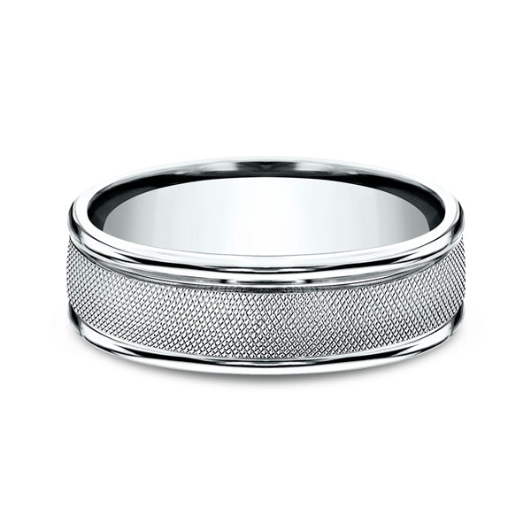 14K White Gold 7mm Comfort-Fit Design Wedding Ring