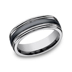 Tungsten and Seranite Two-Tone 7mm Design Wedding Band