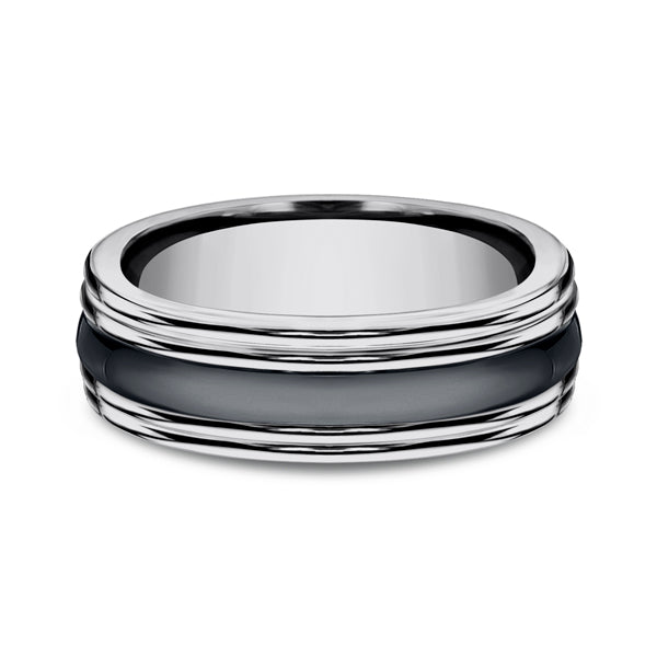 Tungsten and Seranite Two-Tone 7mm Design Wedding Band