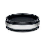 Tungsten and Seranite 7mm Comfort-Fit Design Wedding Band