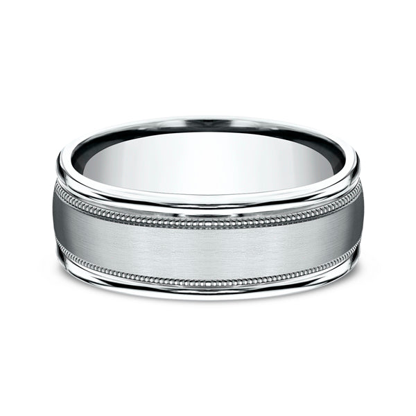 14K White Gold 8mm Comfort-Fit Design Wedding Ring