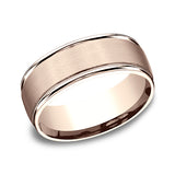 14K White Gold/Yellow Gold/Rose Gold 8mm Comfort-Fit Design Wedding Band