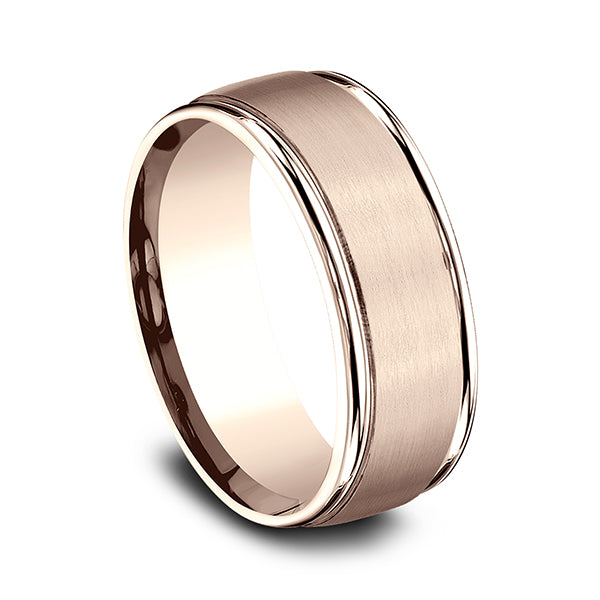 14K White Gold/Yellow Gold/Rose Gold 8mm Comfort-Fit Design Wedding Band