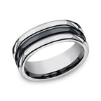 Tungsten and Seranite 8mm Comfort-Fit Design Wedding Band