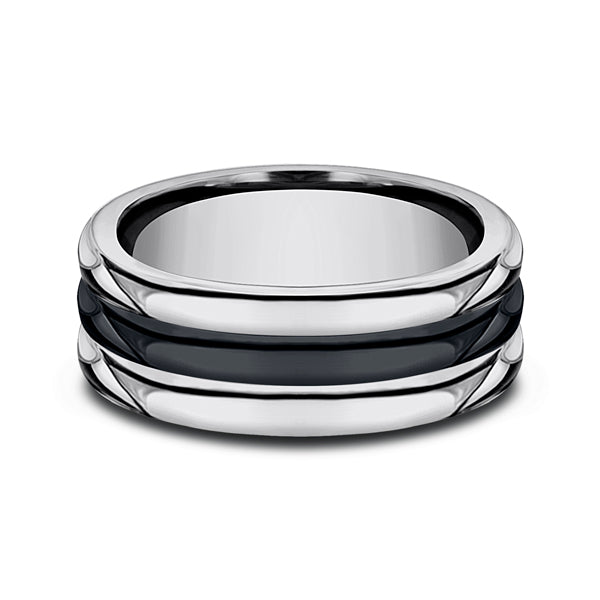 Tungsten and Seranite 8mm Comfort-Fit Design Wedding Band