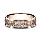 14K White Gold/Rose Gold 6mm Comfort-Fit Design Wedding Band