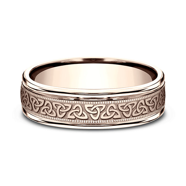 14K White Gold/Rose Gold 6mm Comfort-Fit Design Wedding Band