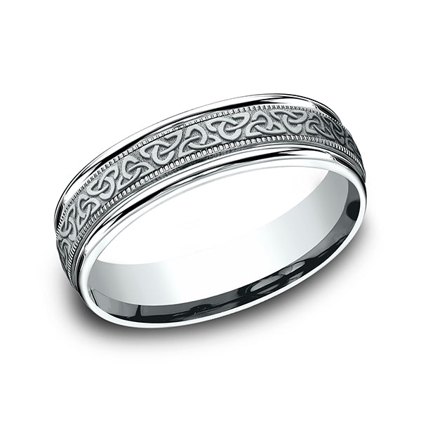 14K White Gold/Rose Gold 6mm Comfort-Fit Design Wedding Band