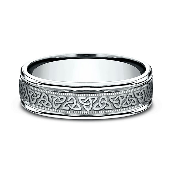 14K White Gold/Rose Gold 6mm Comfort-Fit Design Wedding Band