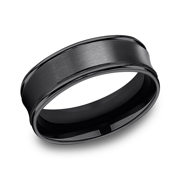 Black Titanium 7.5 mm Comfort-Fit Design Wedding Band