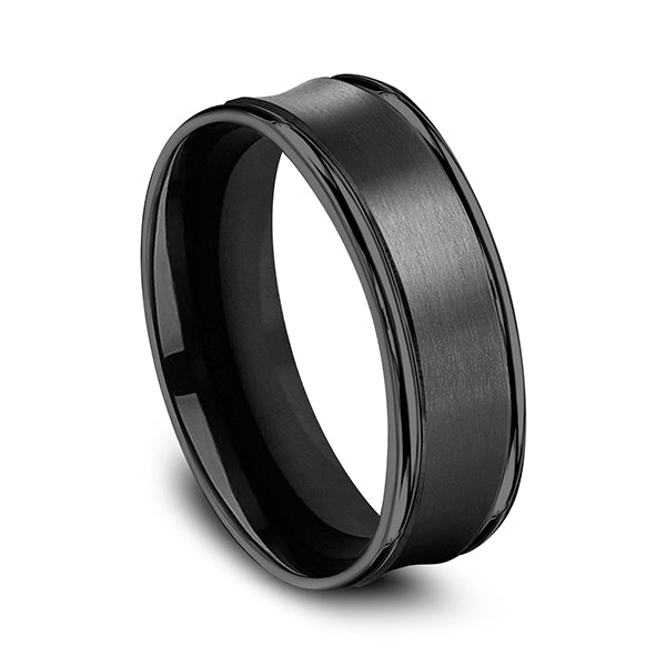 Black Titanium 7.5 mm Comfort-Fit Design Wedding Band