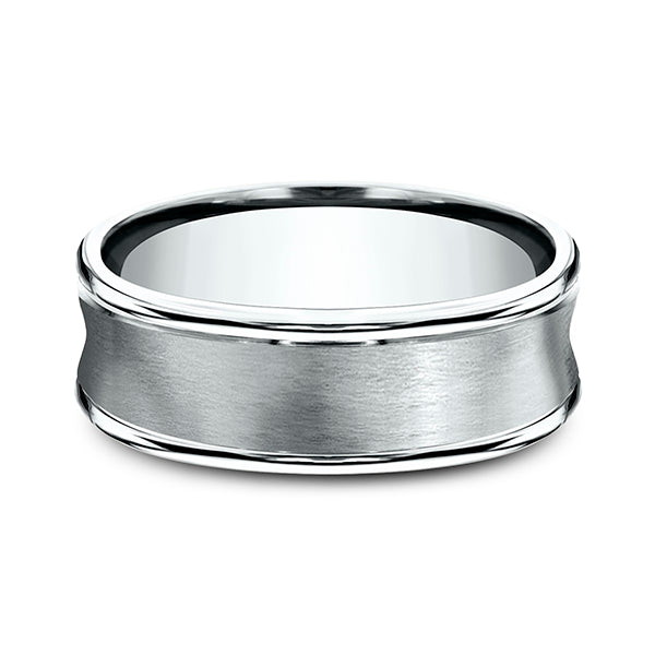 14K White Gold 7.5mm Comfort-Fit Design Wedding Band