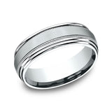 14K White Gold 7.5MM Comfort-Fit Design Wedding Ring