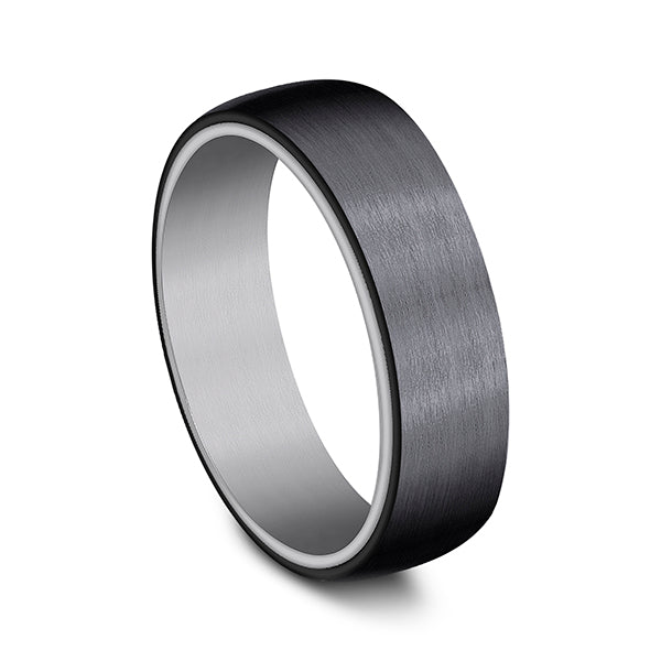 Grey Tantalum and Black Titanium 6.5mm ring in ring style Comfort-fit wedding band