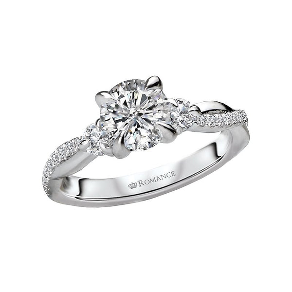 Romance 3-Stone Semi-Mount Diamond Ring