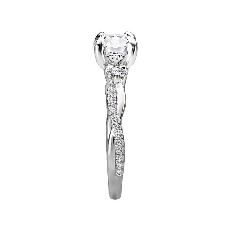 Romance 3-Stone Semi-Mount Diamond Ring