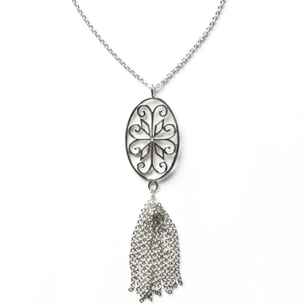 Southern Gates® Oval Scroll Tassel Necklace