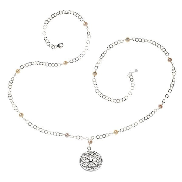 Southern Gates® Hand Wrought Pink Pearl Filigree Necklace