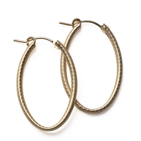 Southern Gates Gold Fill/Sterling Silver Oval Hoop Earring Textured Finish