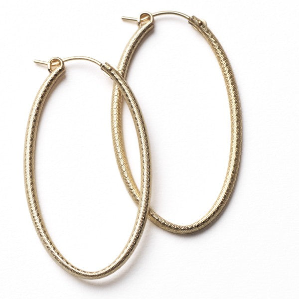Southern Gates Gold Fill/Sterling Silver Oval Hoop Earring Textured Finish