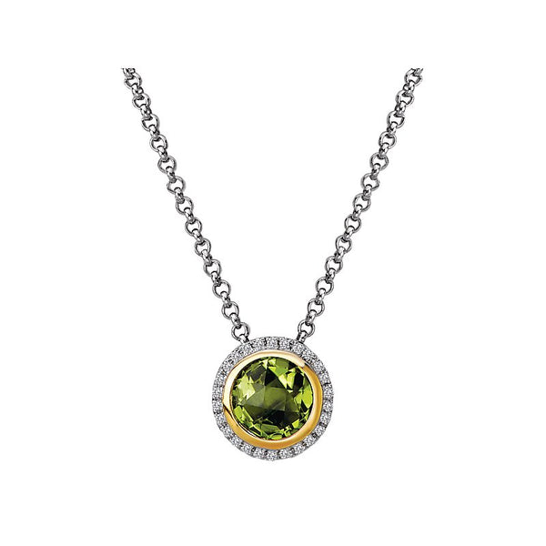 Eleganza Diamond and Peridot Halo Pendant