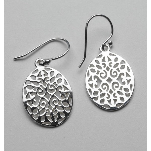 Southern Gates® Rhodium Plated Oval Scroll Earrings