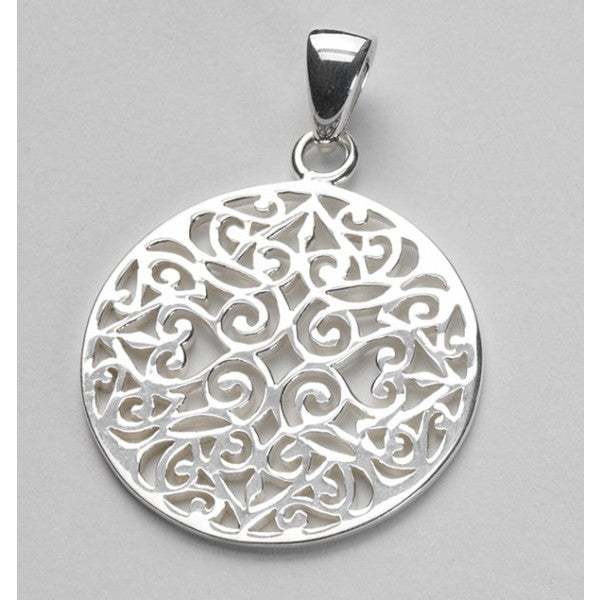 Southern Gates® Rhodium Plated Classic Round Scroll Pendant