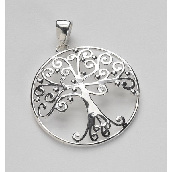 Southern Gates® Rhodium Plated Large Round Oak Tree Pendant